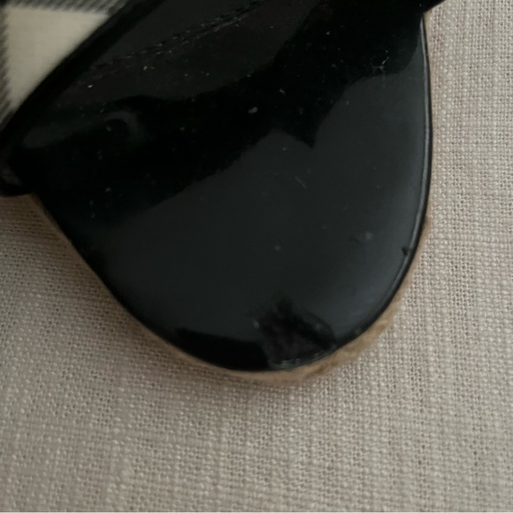 Burberry Nova Check Black Patent Leather Espadrille Wedges Size 40 - Picture 10 of 11
